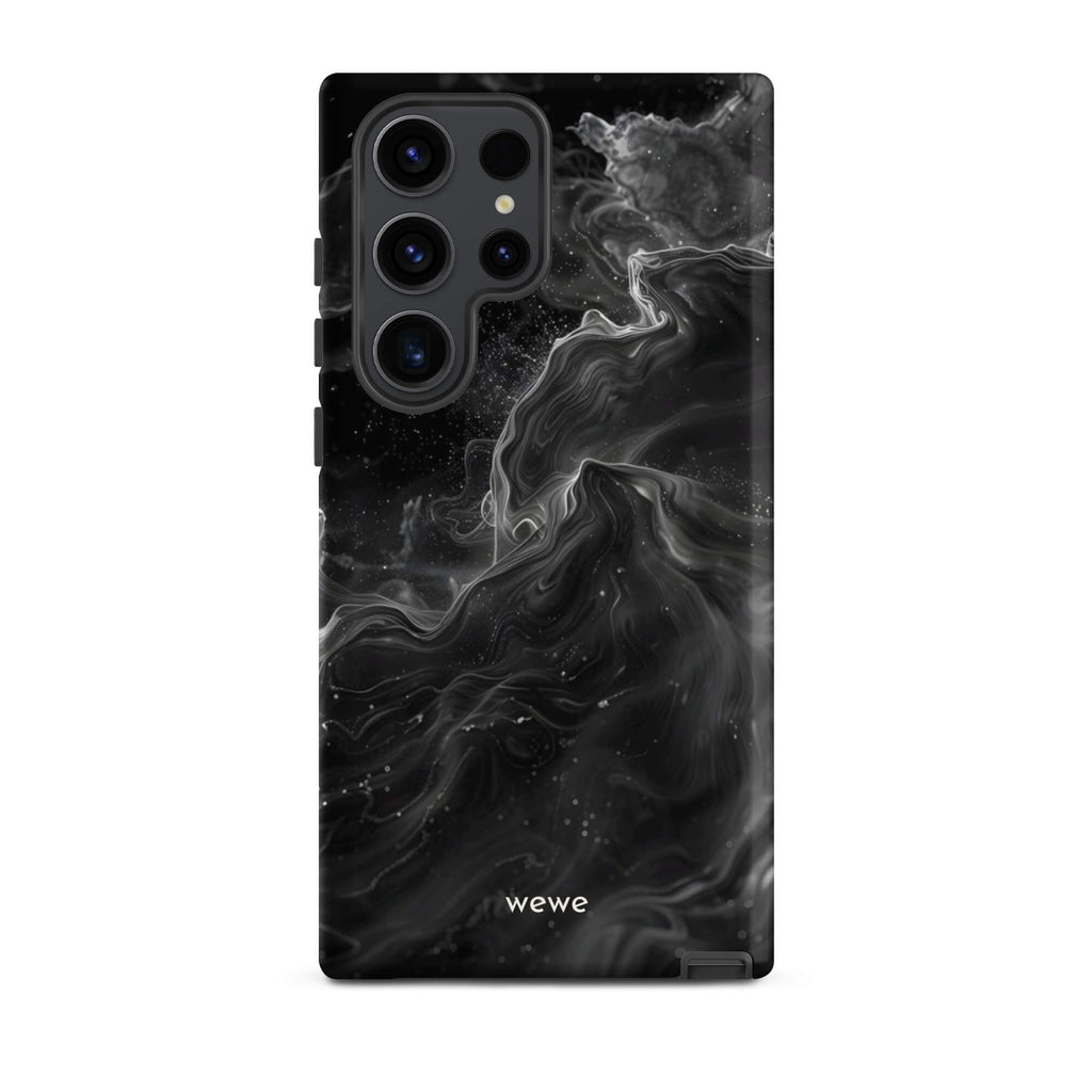 Custom samsung galaxy s23 ultra  Phone case with a dynamic, swirling black and white marble pattern.