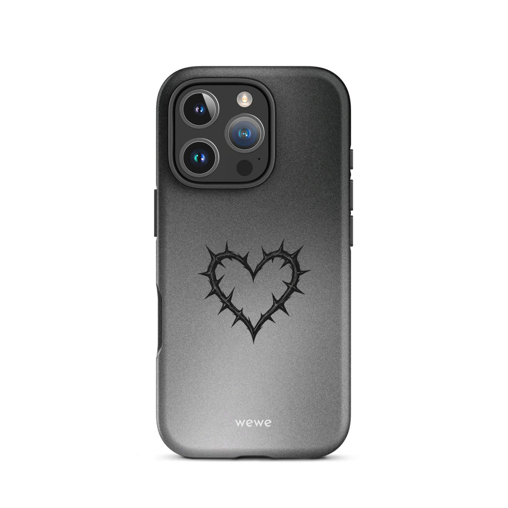 Custom always love iPhone case 16 pro black heart style.