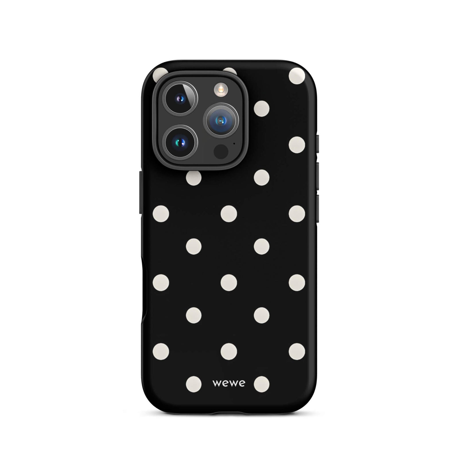 Custom black polka dot iphone case 16 pro modern fashion style.