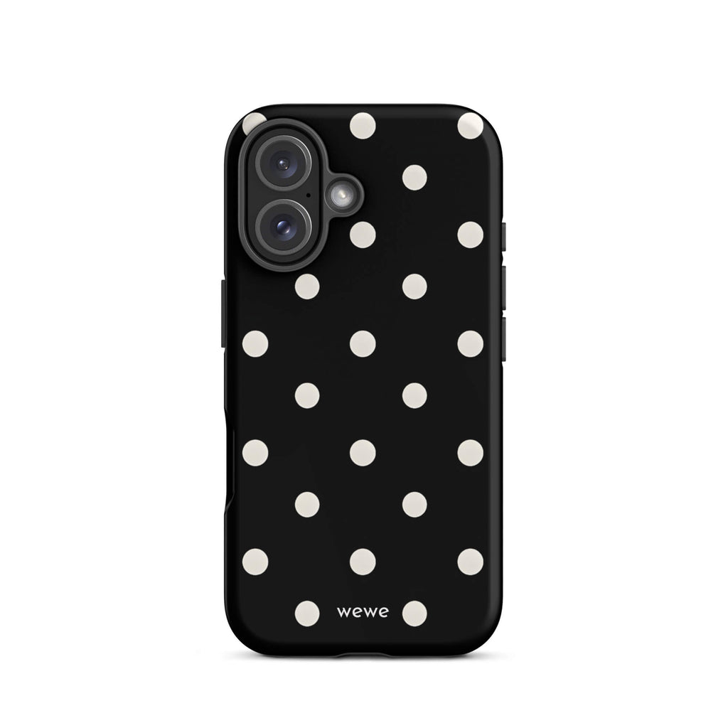 Custom black polka dot iphone case 16 modern fashion style.