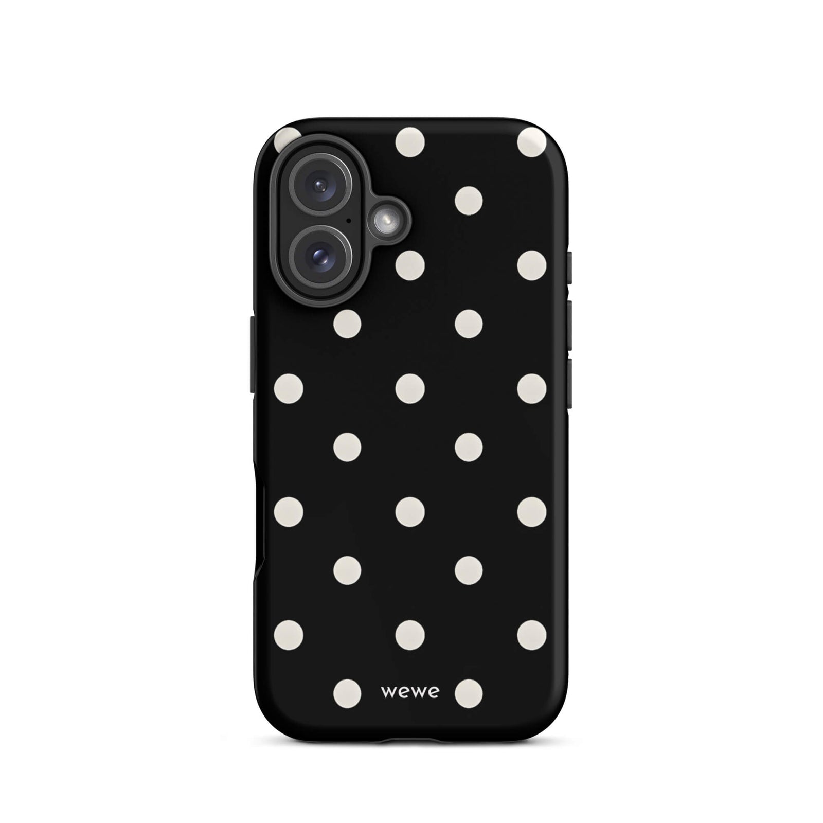 Custom black polka dot iphone case 16 modern fashion style.