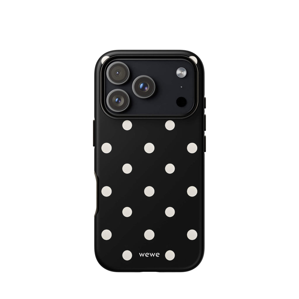Custom black polka dot iphone case 17 pro modern fashion style.