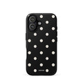Custom black polka dot iphone case 17 modern fashion style.