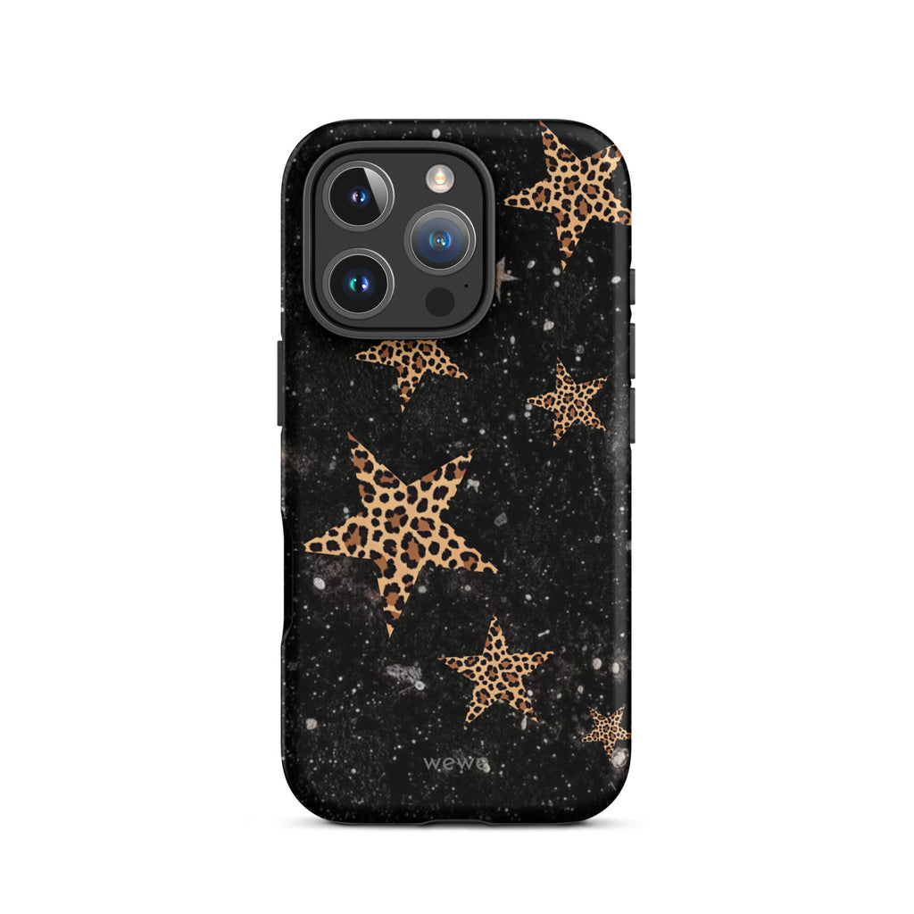 Custom leopard star iPhone case 16 pro unique fashion look.