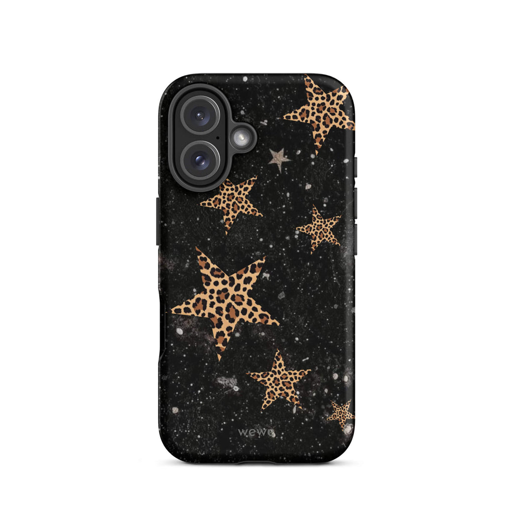 Custom leopard star iPhone case 16 unique fashion look.
