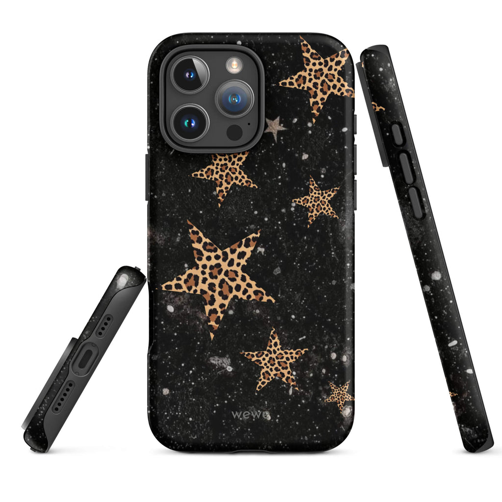Custom leopard star iPhone case 16 pro max unique fashion look.