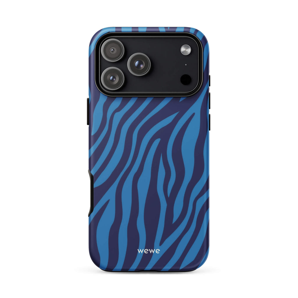 Custom deep blue hues iphone case 17 pro max thoughtful pattern design.