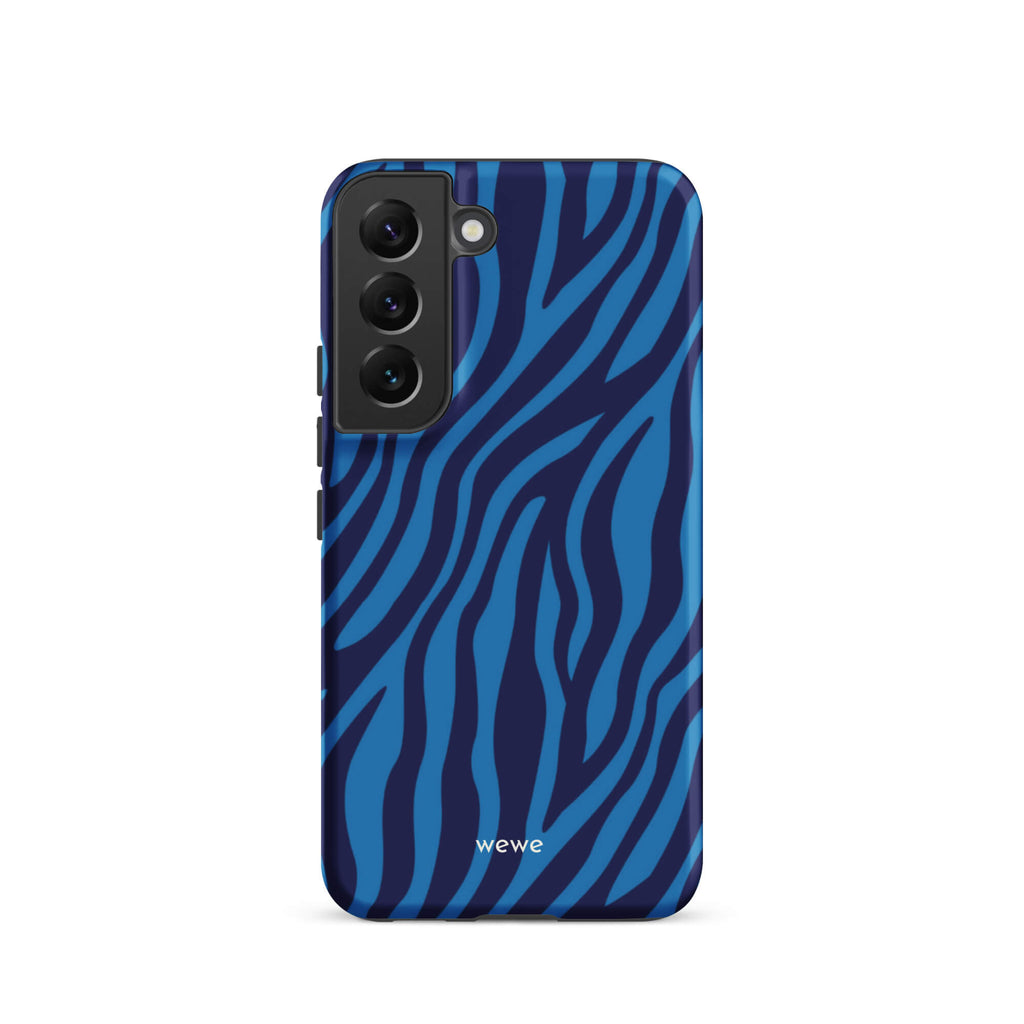 Custom samsung galaxy s22  Phone case with a bold and graphic blue and black zebra stripe pattern.