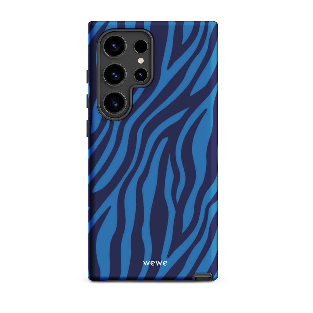 Custom samsung galaxy s24 ultra  Phone case with a bold and graphic blue and black zebra stripe pattern.