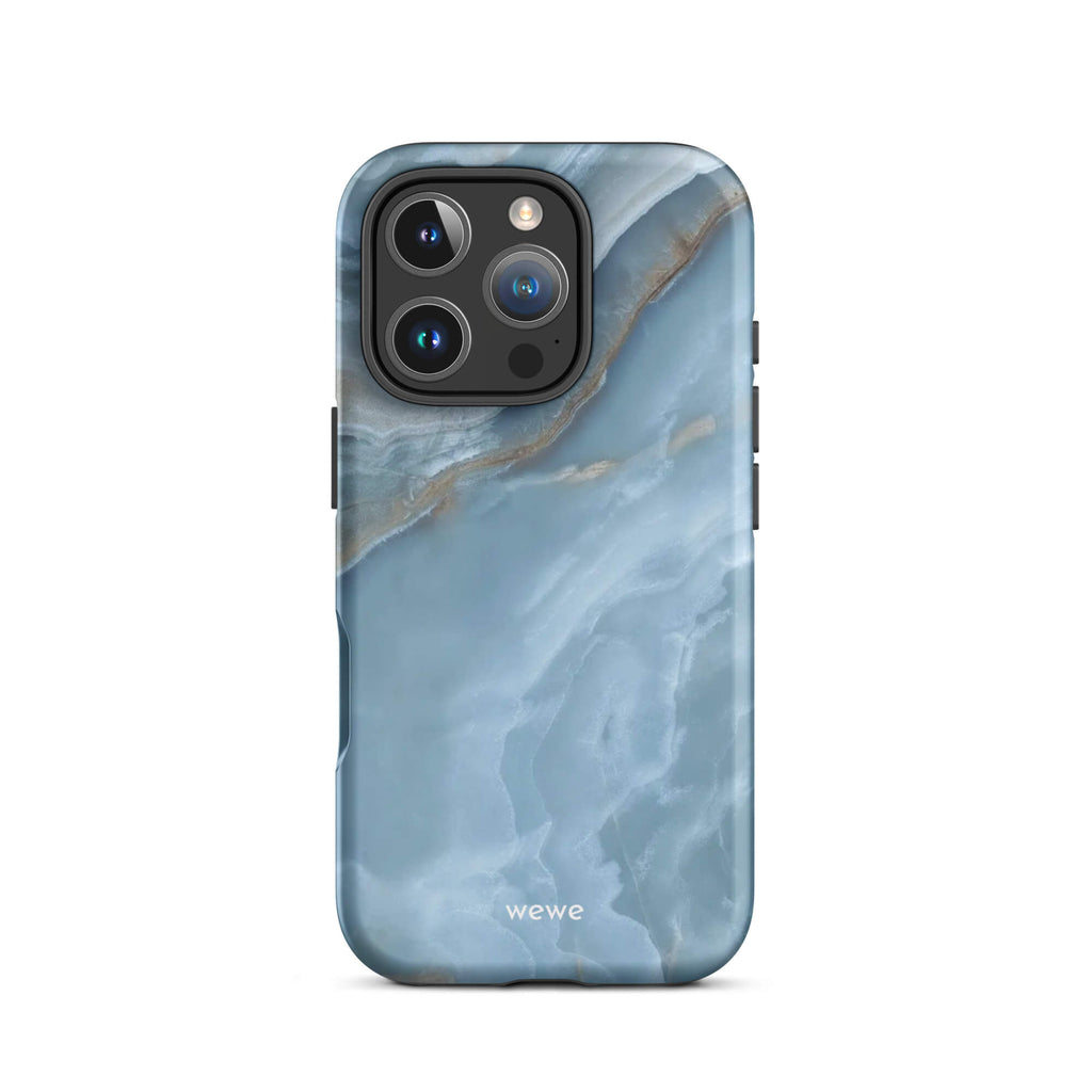 Custom oceanic blue iphone case 16 pro romantic blue tones design.