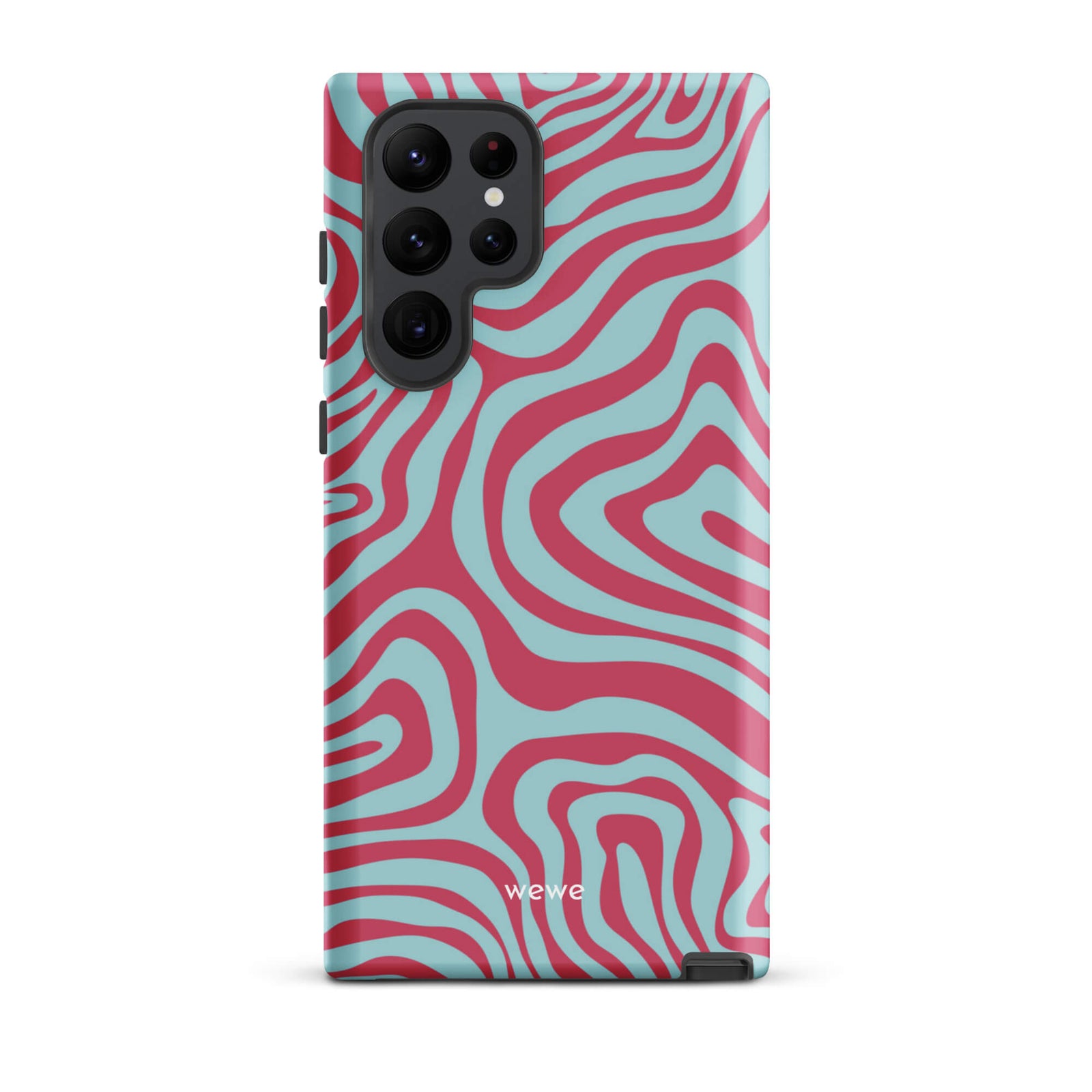 Custom samsung galaxy s22 ultra  Phone case with a blue and pink wavy, abstract pattern.