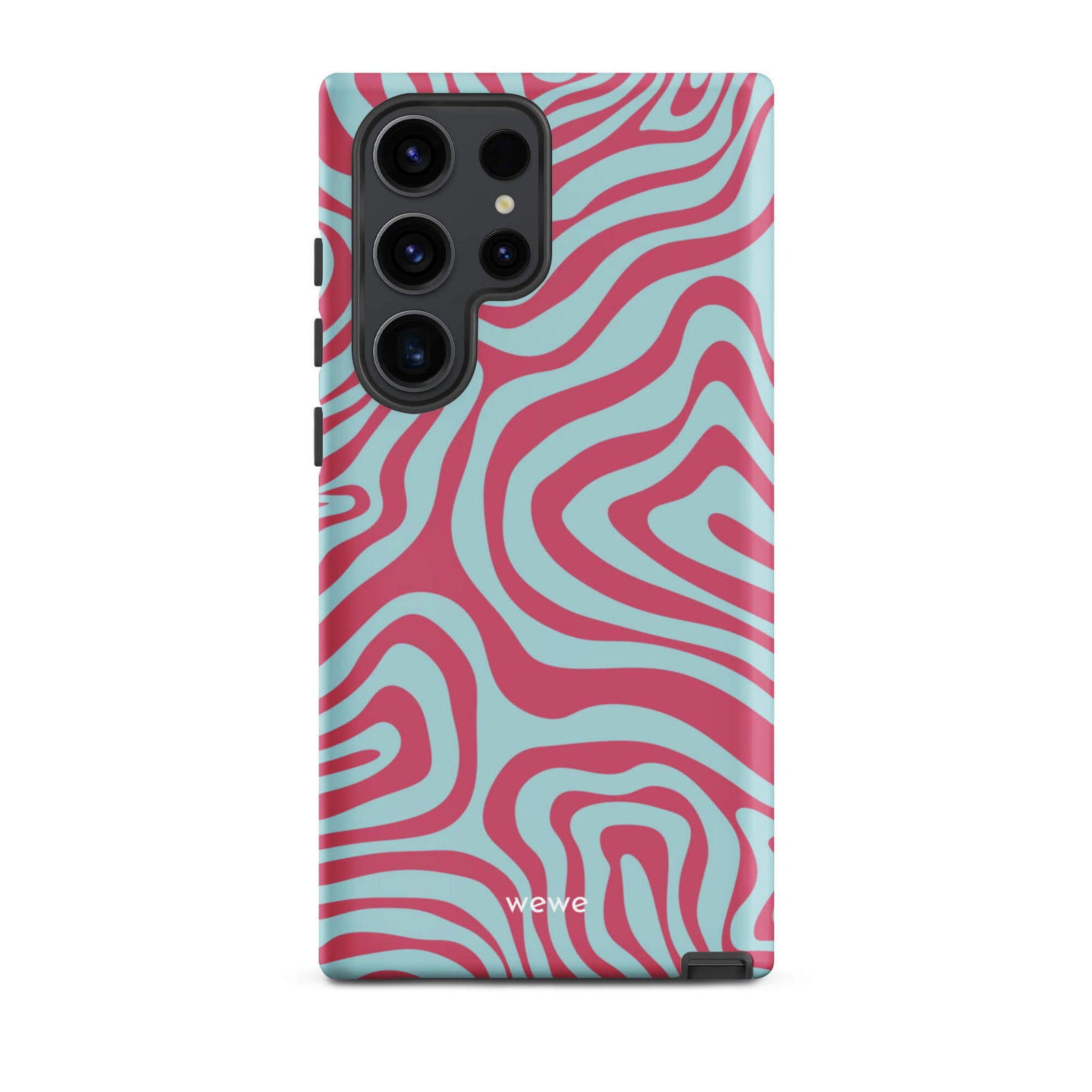 Custom samsung galaxy s23 ultra  Phone case with a blue and pink wavy, abstract pattern.