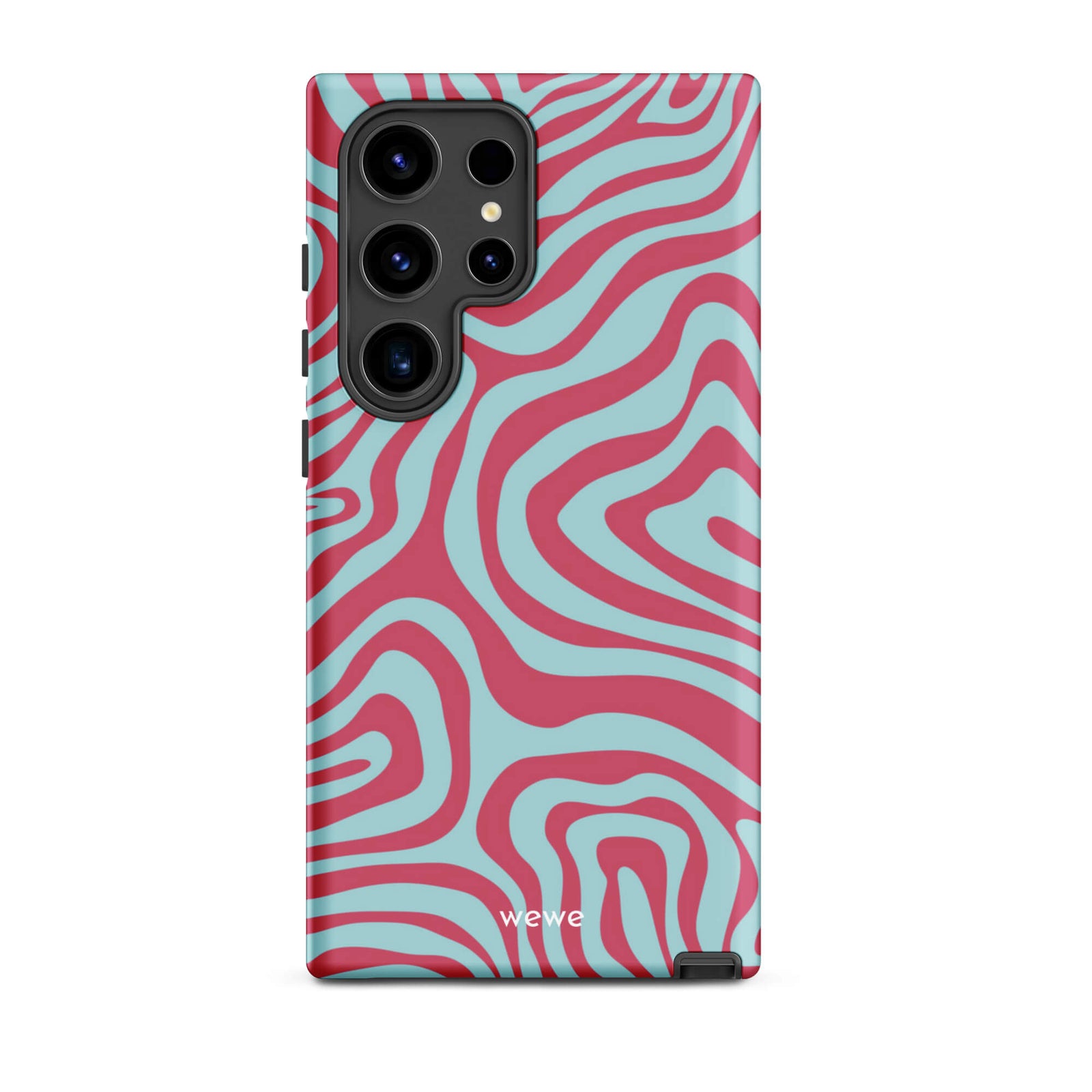 Custom samsung galaxy s24 ultra  Phone case with a blue and pink wavy, abstract pattern.