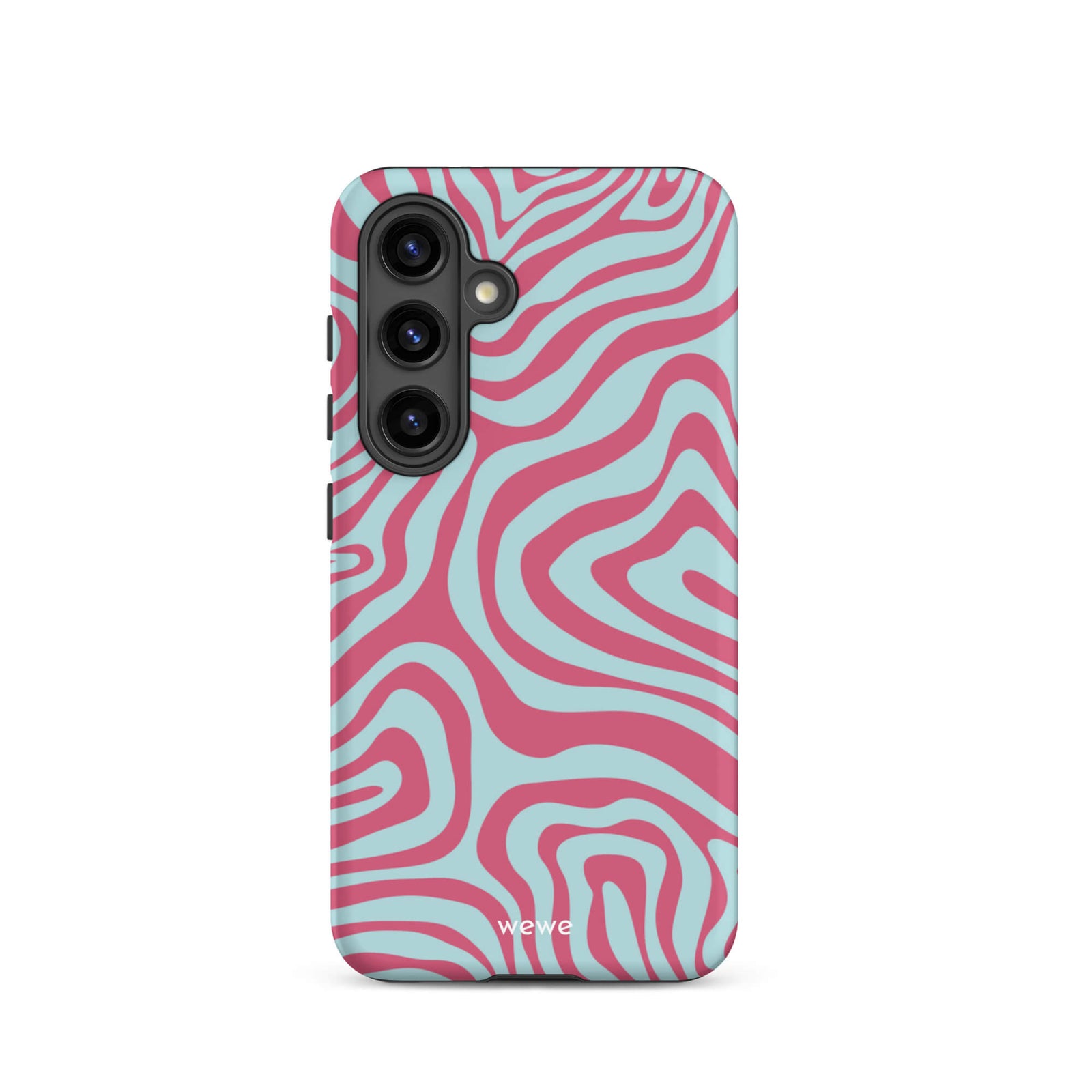 Custom samsung galaxy s24  Phone case with a blue and pink wavy, abstract pattern.