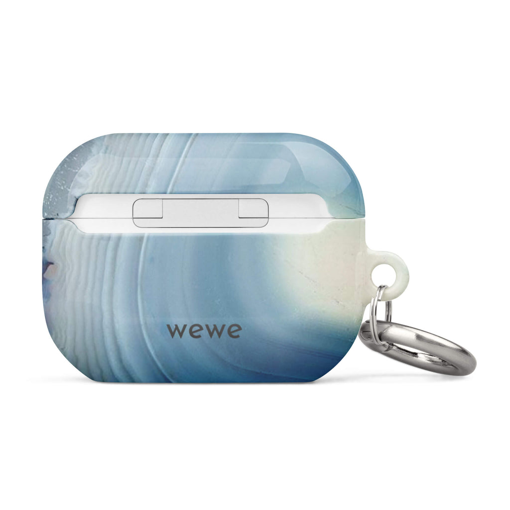 Custom slate blue airpods case pro gen2 elegant design back view.