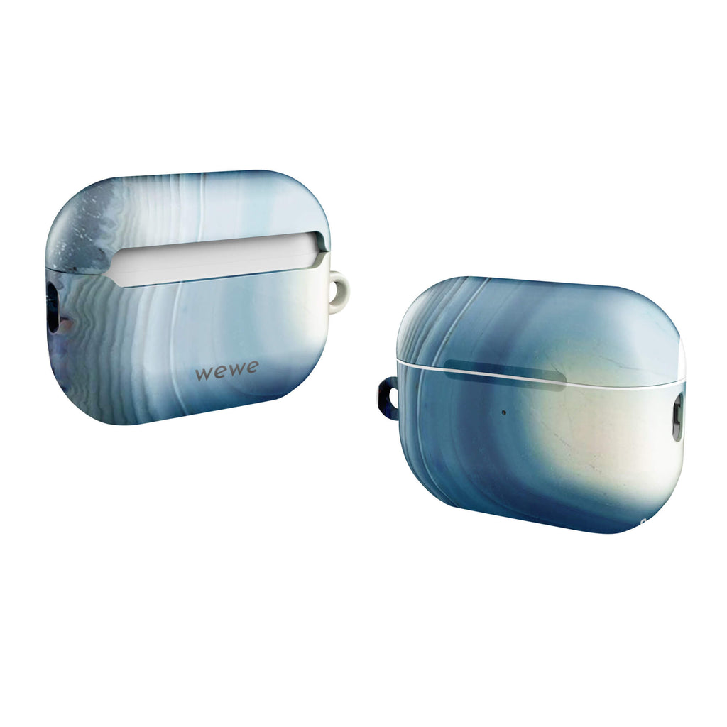 Custom slate blue airpods case pro gen2 elegant design side view.