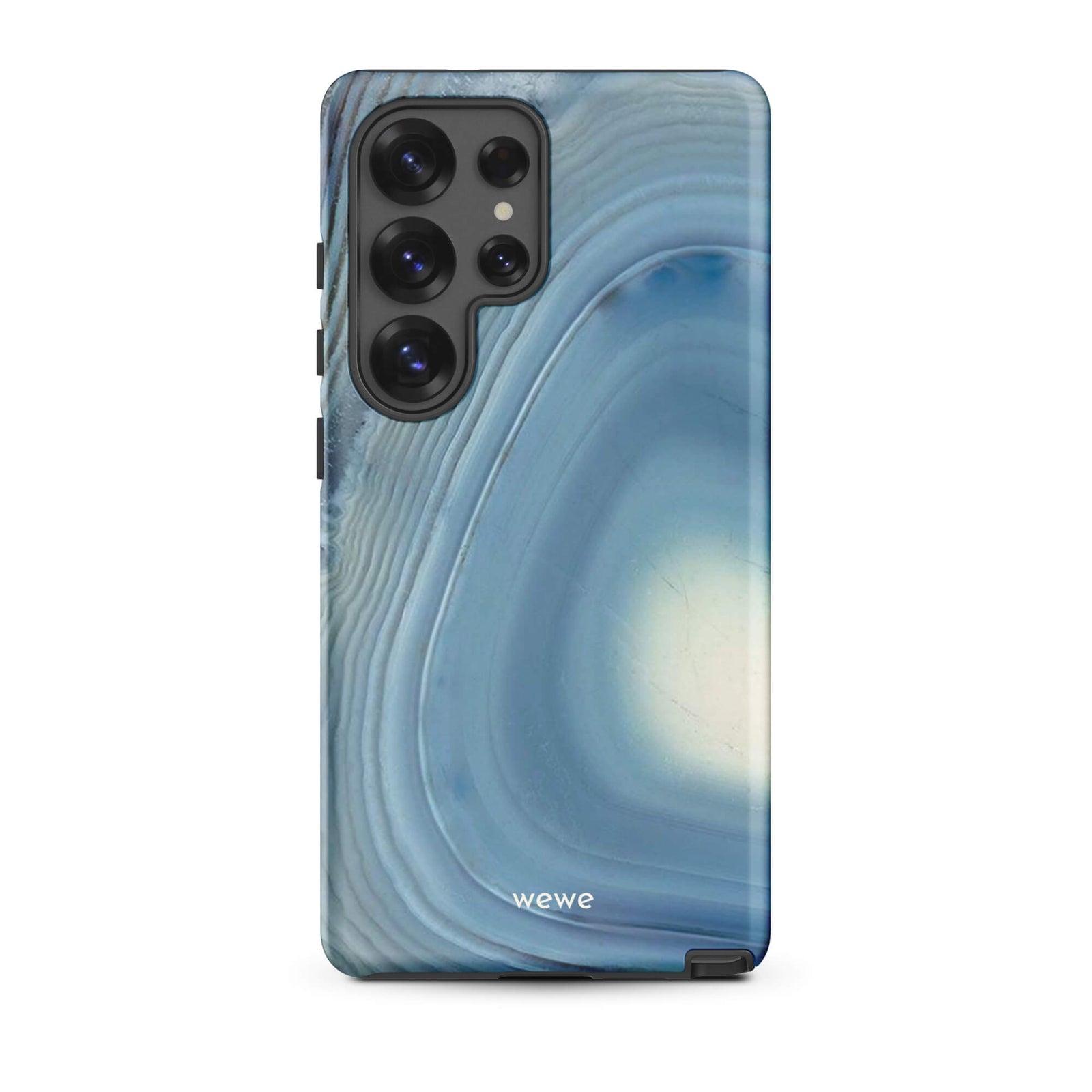 Custom samsung galaxy s25 ultra  Phone case with a  close-up image of a blue and white geode or agate slice with swirling patterns.