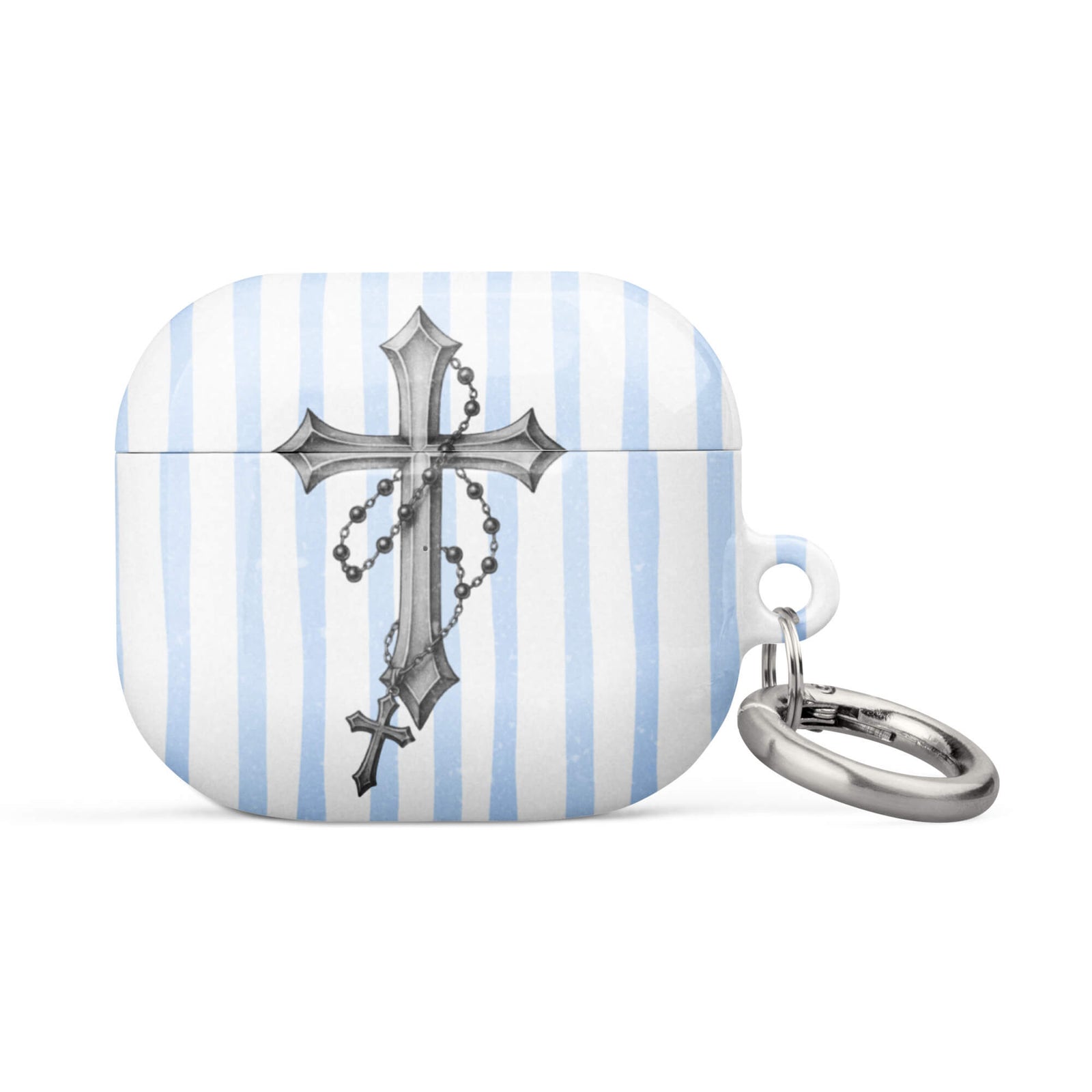 Custom light blue stripe AirPods case 3rd generation elegant look.