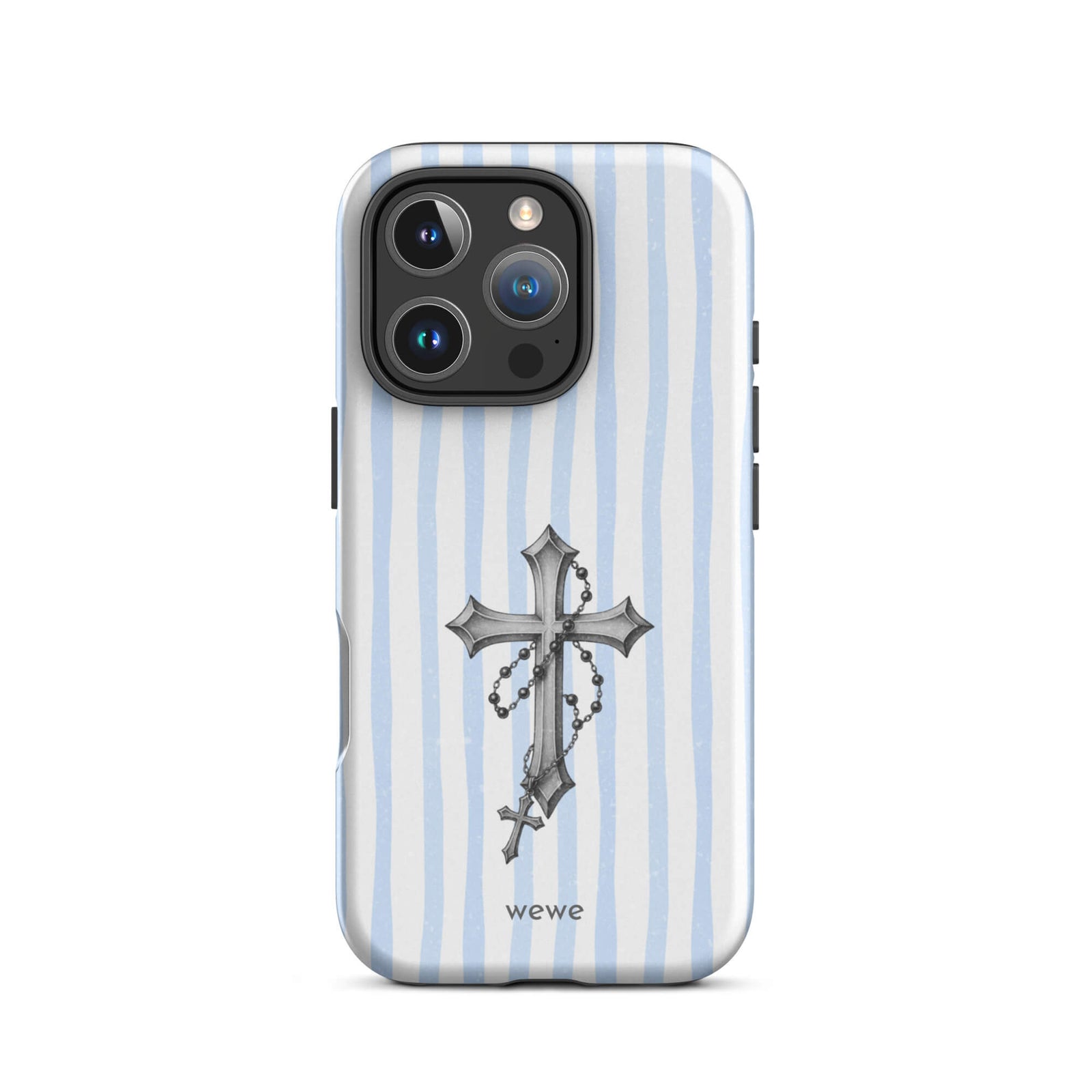 Custom light blue stripe iPhone case 16 pro gift.