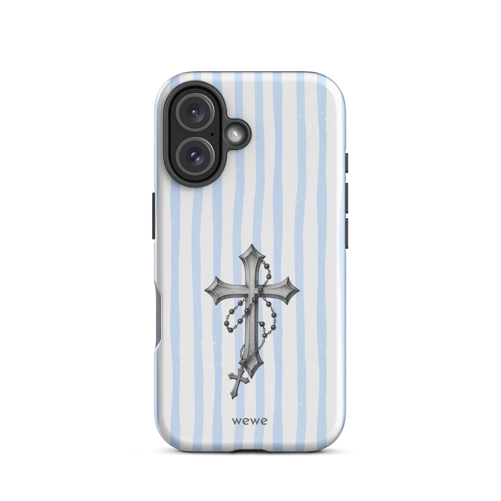 Custom light blue stripe iPhone case 16 gift.