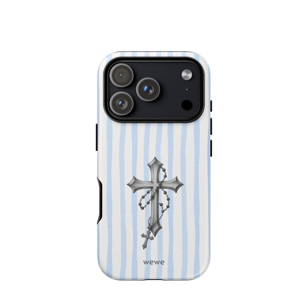 Custom light blue stripe iPhone case 17 pro gift.