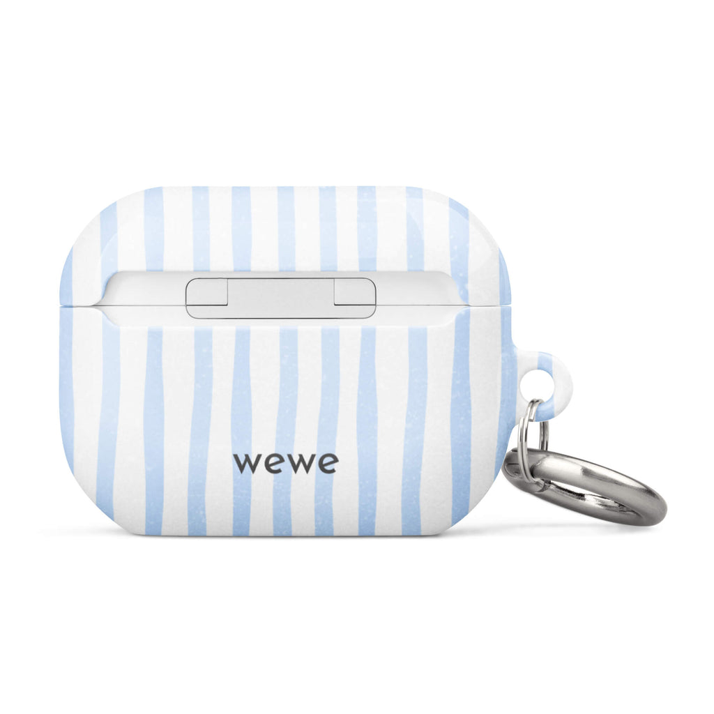 Custom light blue stripe AirPods case pro gen2 elegant look.