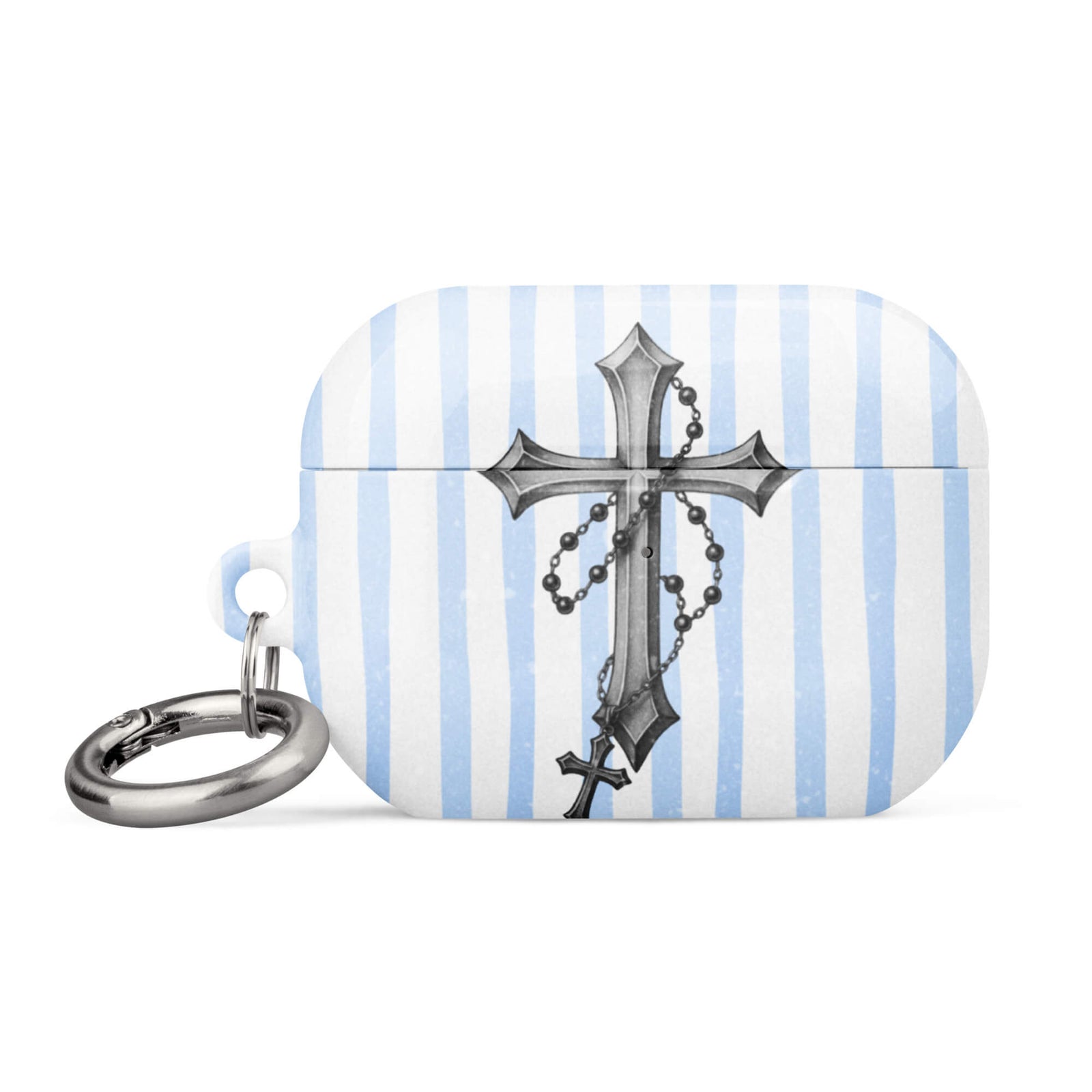 Custom light blue stripe AirPods case pro gen2 elegant look.