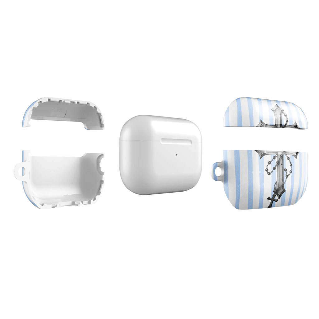 Custom light blue stripe AirPods case pro gen2 slim protective.