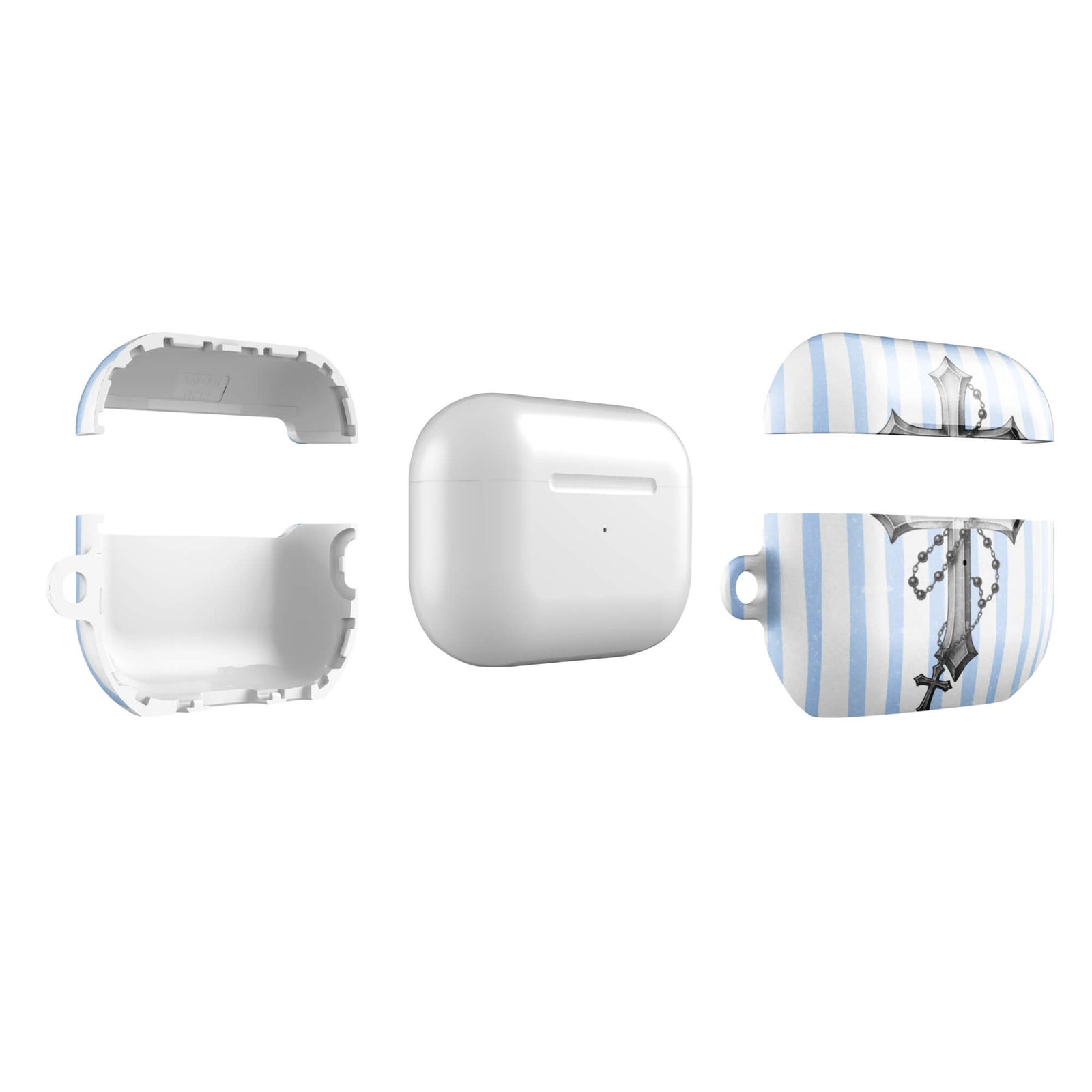 Custom light blue stripe AirPods case pro gen2 slim protective.