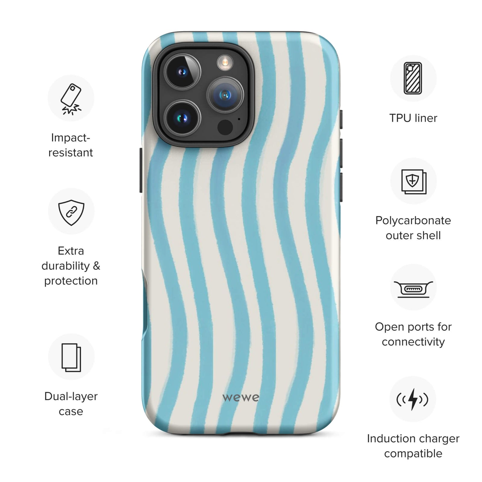Custom fluid smile iPhone case 16 pro max wireless charging compatible.