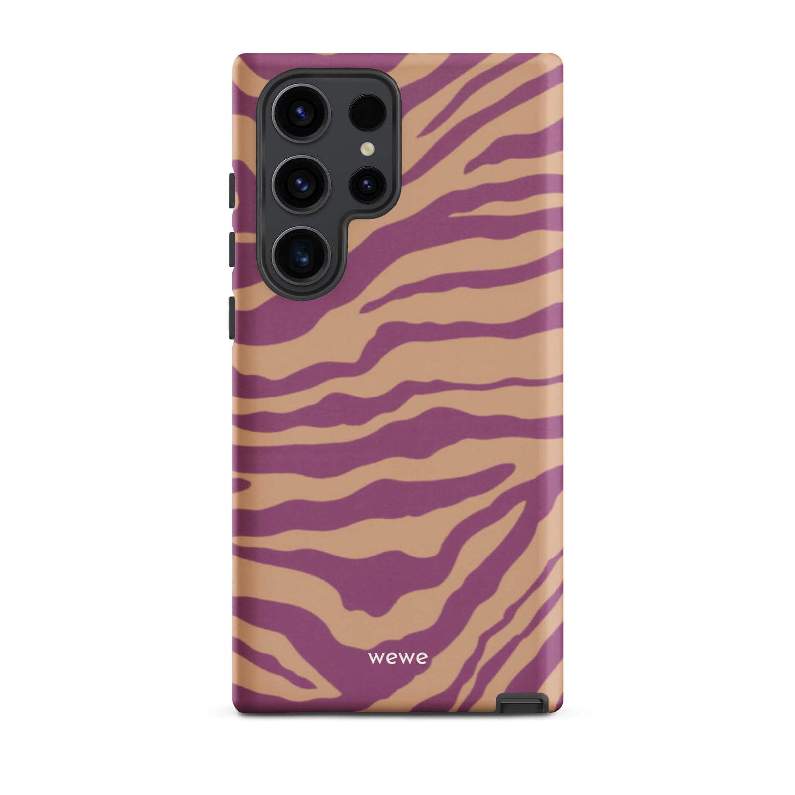 Custom samsung galaxy s23 ultra Phone case with a bold and graphic brown and purple stripe pattern.