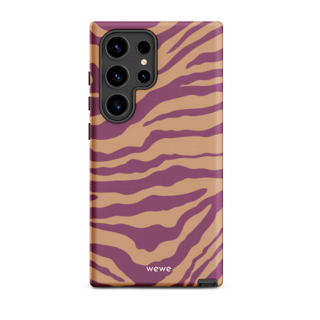 Custom samsung galaxy s24 ultra Phone case with a bold and graphic brown and purple stripe pattern.
