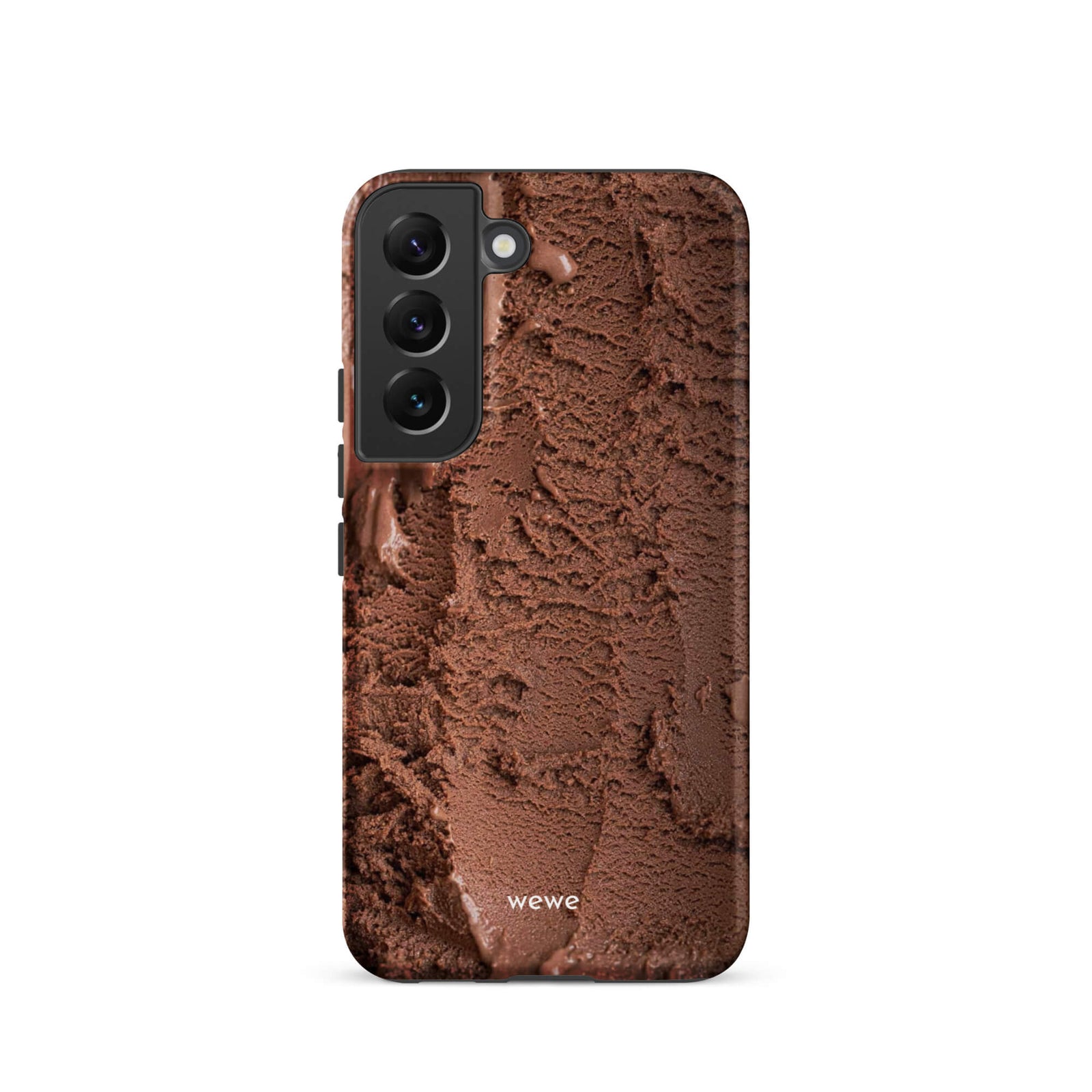 Custom samsung galaxy s22 Phone case with a close-up, macro photo of a textured, rich brown chocolate ice cream.