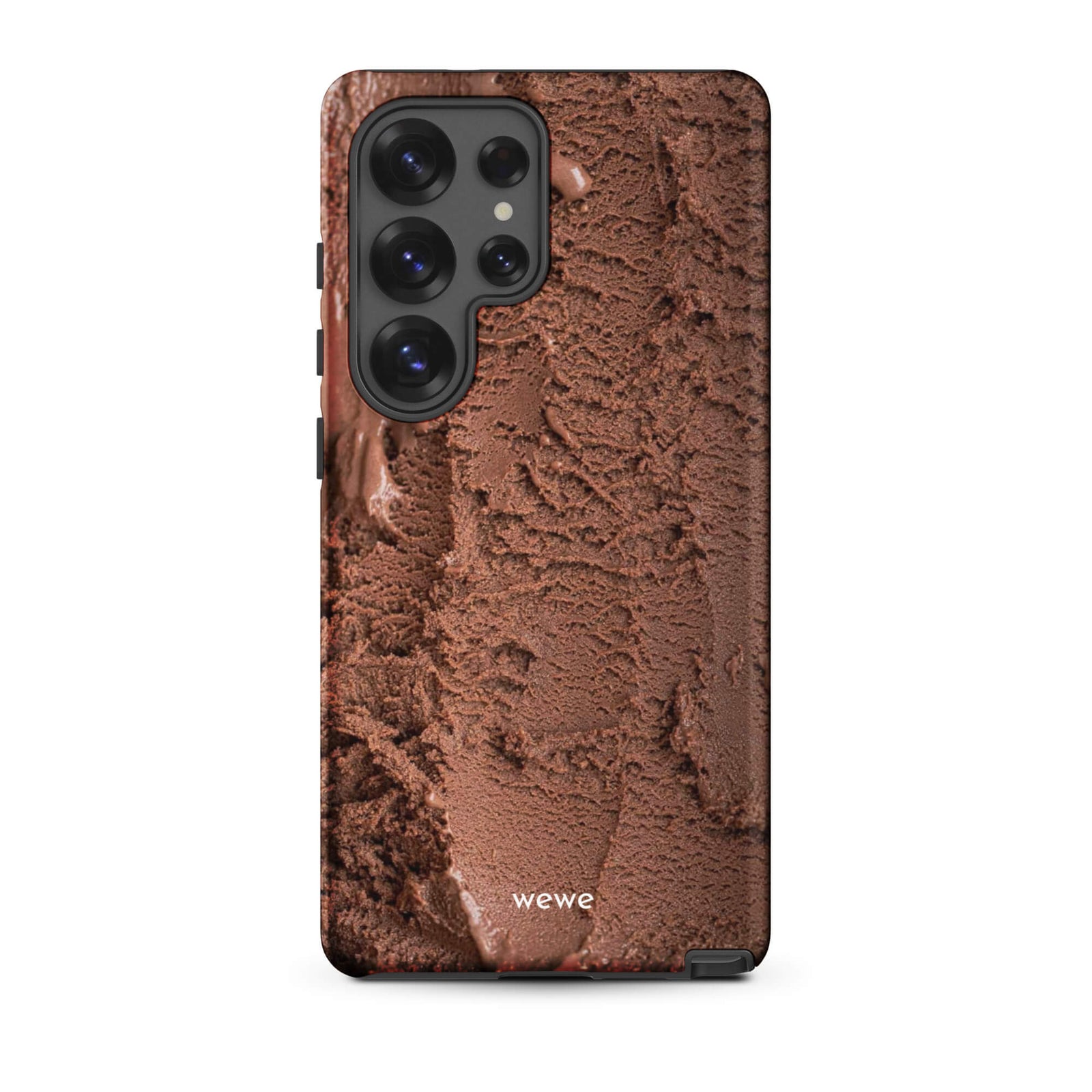 Custom samsung galaxy s25 ultra Phone case with a close-up, macro photo of a textured, rich brown chocolate ice cream.