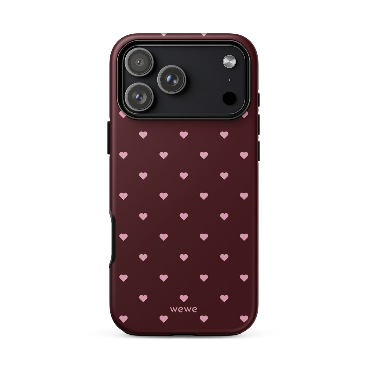 Burgundy pink heart iPhone case