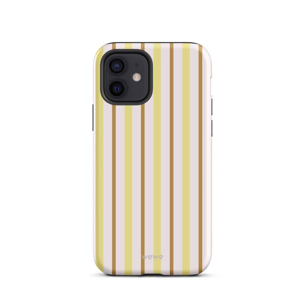 Butter Yellow Pinstripe Phone Case featuring fine vertical pinstripes in butter yellow, white
