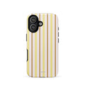 Butter Yellow Pinstripe Phone Case featuring fine vertical pinstripes in butter yellow, white