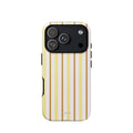 Butter Yellow Pinstripe Phone Case featuring fine vertical pinstripes in butter yellow, white