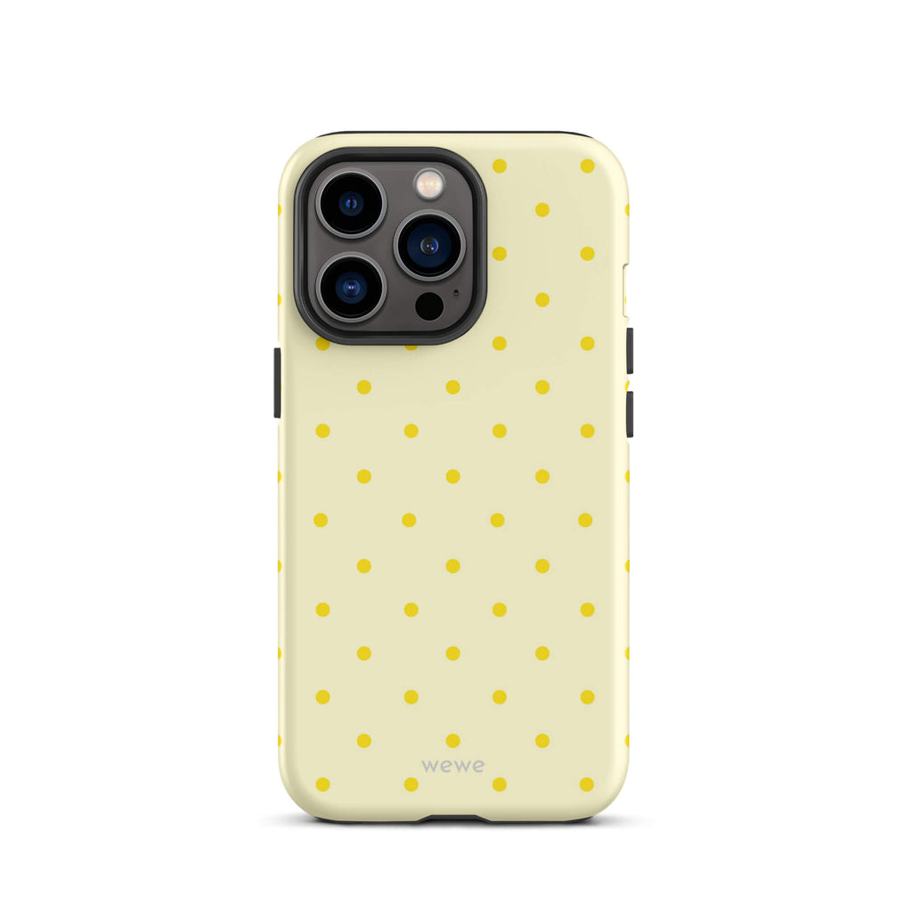 Butter Yellow Tiny Dot Phone Case featuring tiny yellow dots in butter yellow, white, golden yellow