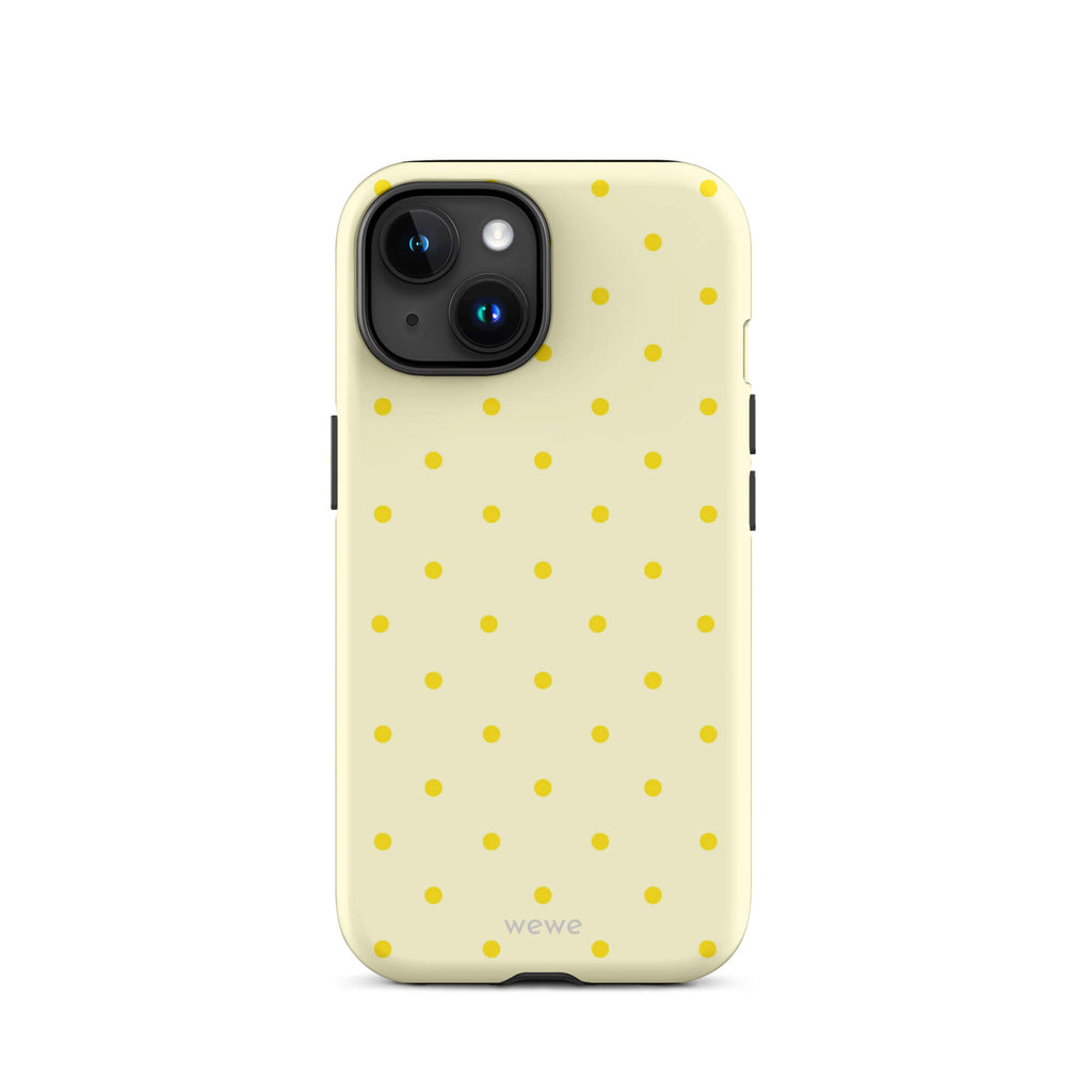 Butter Yellow Tiny Dot Phone Case featuring tiny yellow dots in butter yellow, white, golden yellow