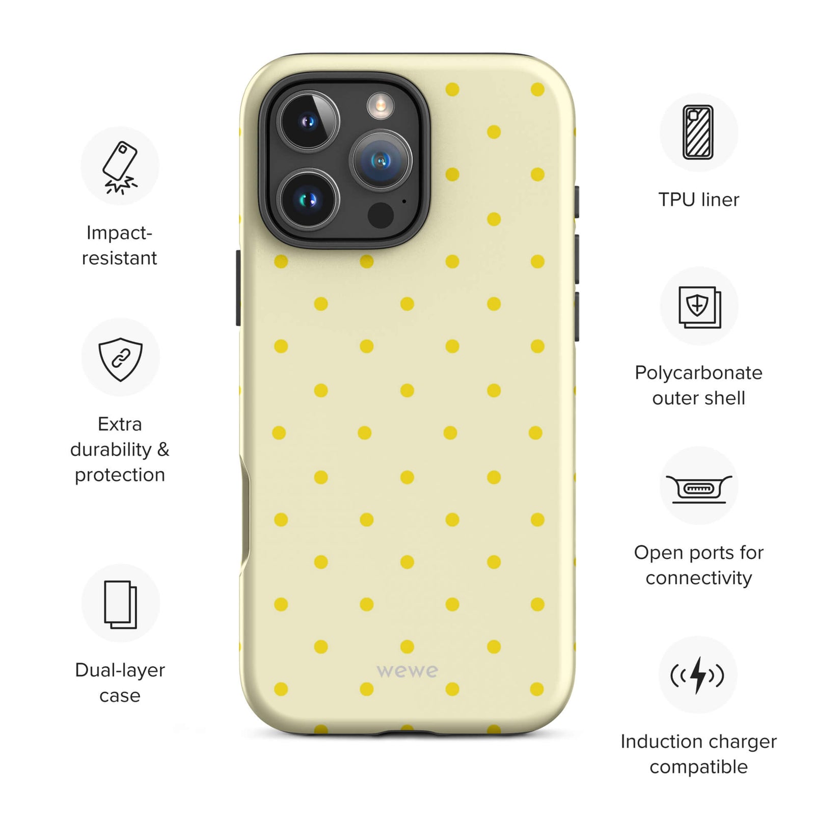 Butter Yellow Tiny Dot Phone Case featuring tiny yellow dots in butter yellow, white, golden yellow