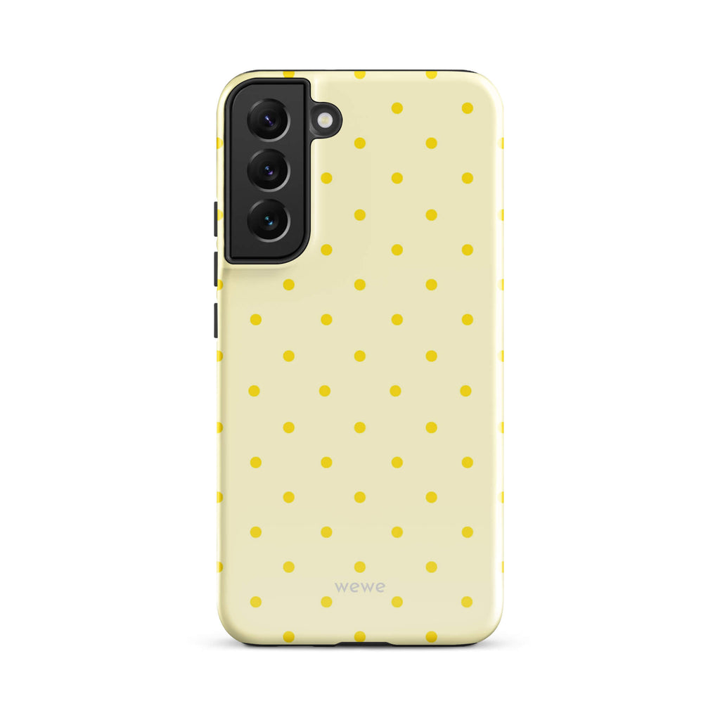 Butter Yellow Tiny Dot Phone Case featuring tiny yellow dots in butter yellow, white, golden yellow