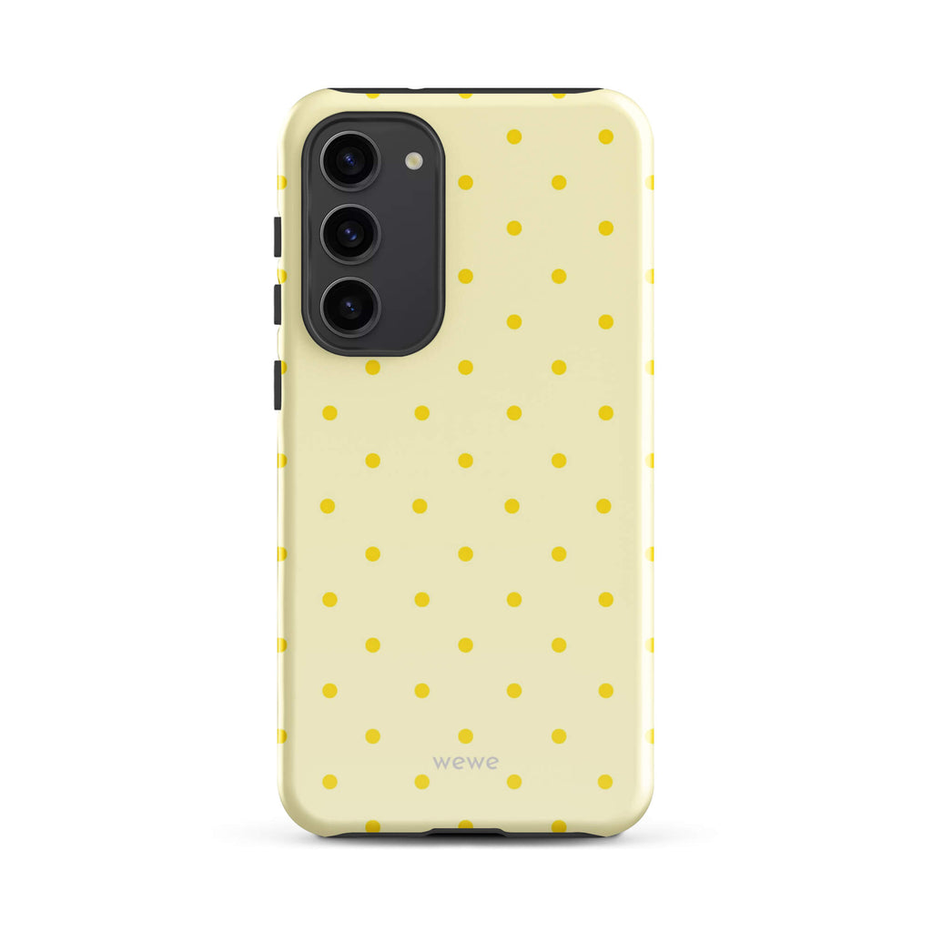 Butter Yellow Tiny Dot Phone Case featuring tiny yellow dots in butter yellow, white, golden yellow