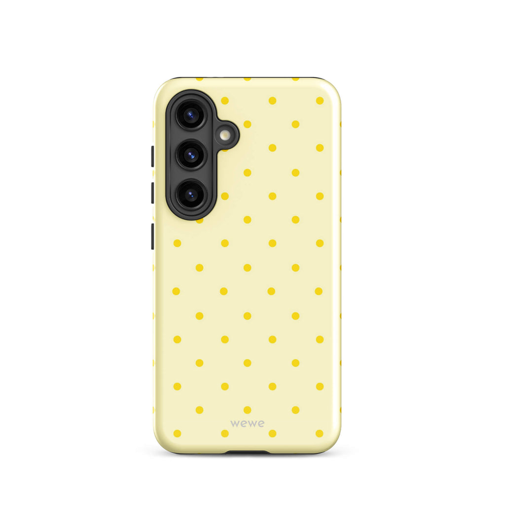 Butter Yellow Tiny Dot Phone Case featuring tiny yellow dots in butter yellow, white, golden yellow
