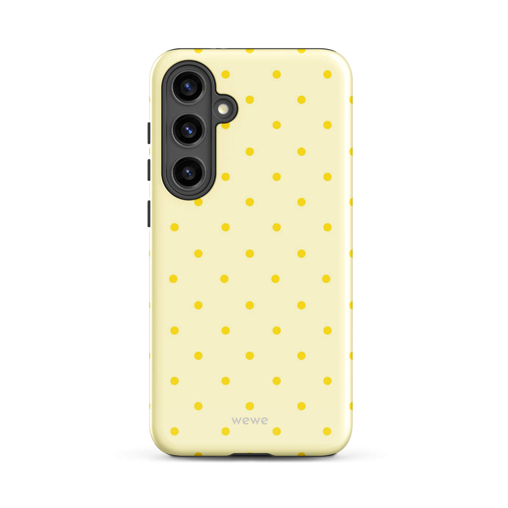 Butter Yellow Tiny Dot Phone Case featuring tiny yellow dots in butter yellow, white, golden yellow