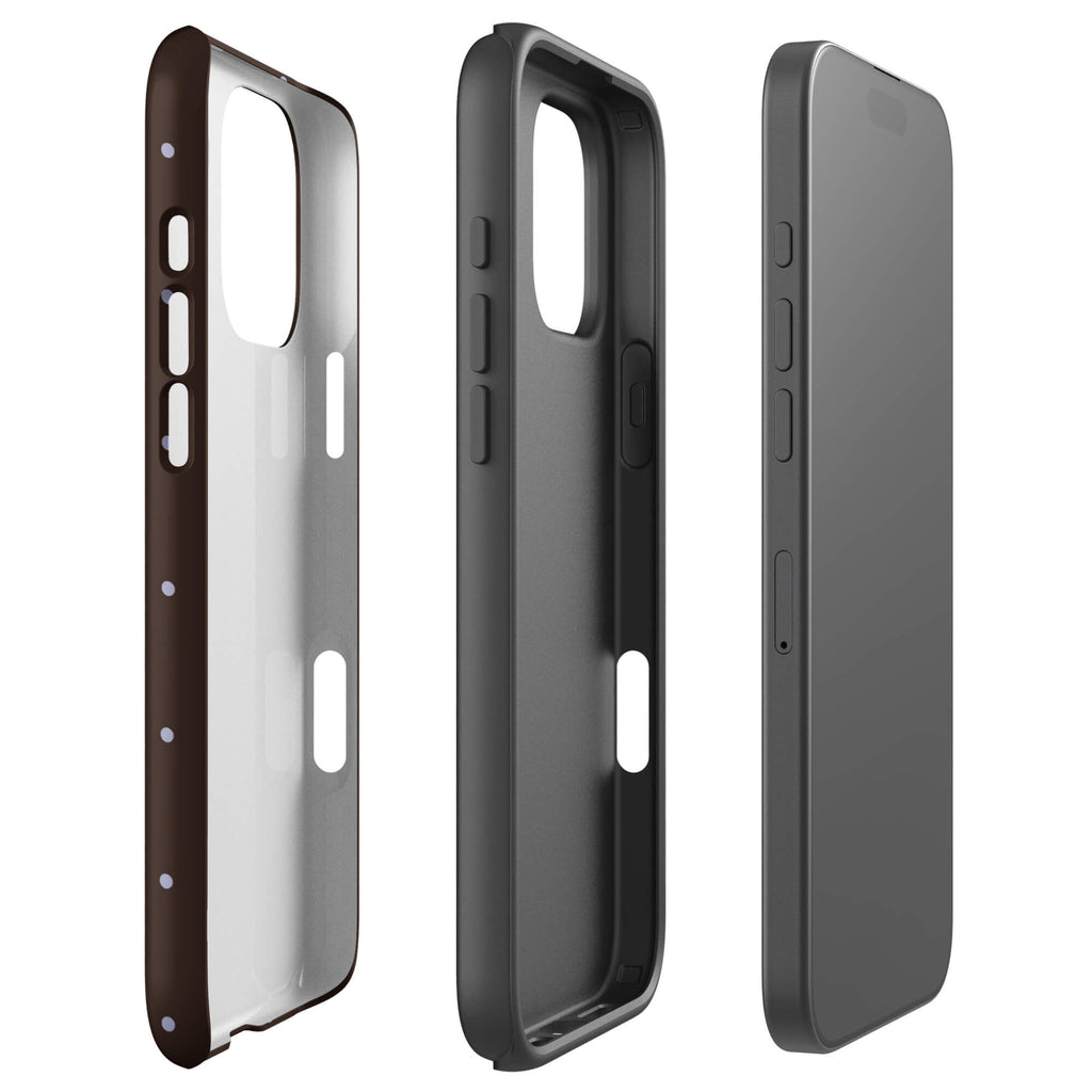 Chocolate Brown Starry Dot Phone Case featuring tiny scattered stars and dots in chocolate brown, pale blue, white