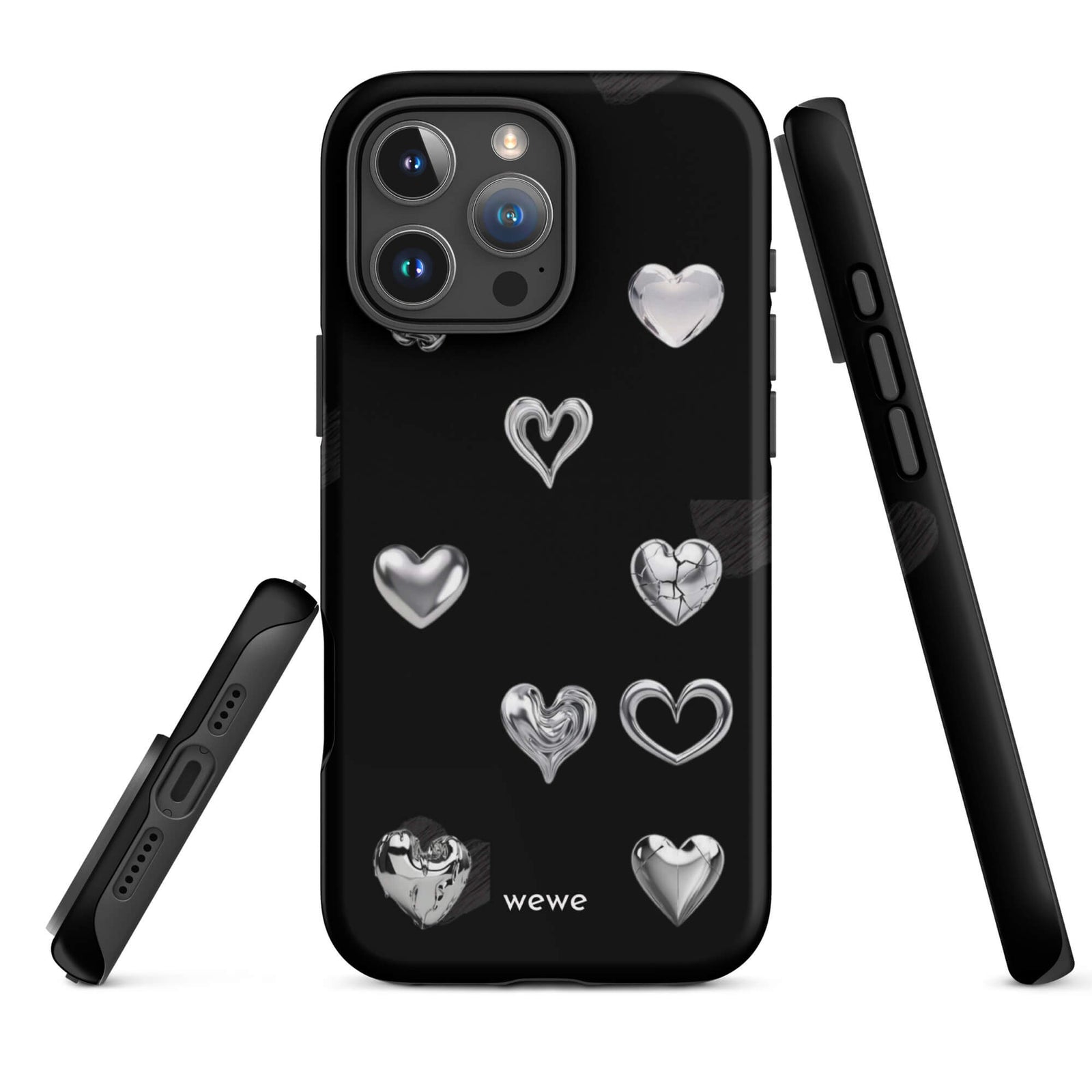Custom noir gallery iPhone case 16 pro max minimalist heart design.