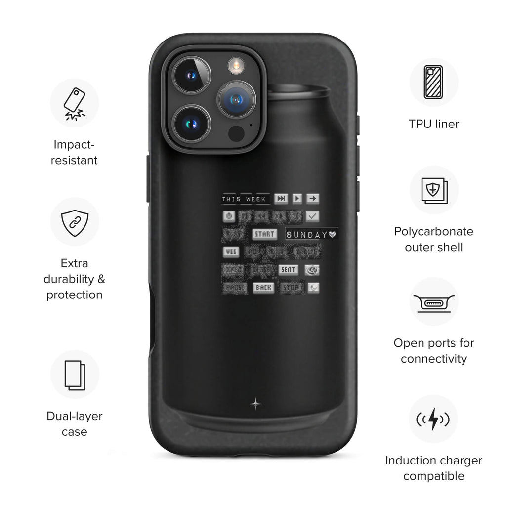 Cipher Energy black tough iphone case 16 pro max hip hop streetwear underground culture aesthetic wireless charging compatible