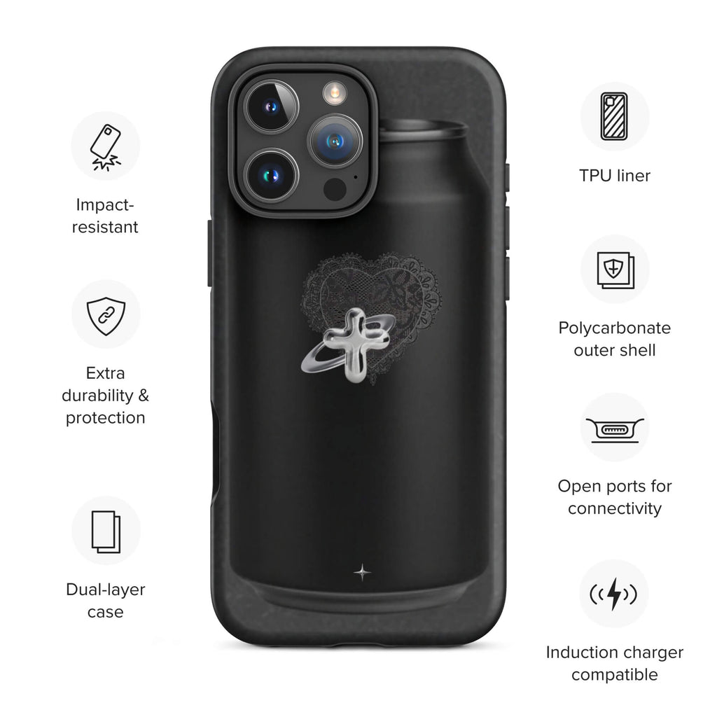 Cult Object black tough iphone case 16 pro max hype streetwear aesthetic minimal dark fashion case shockproof protection