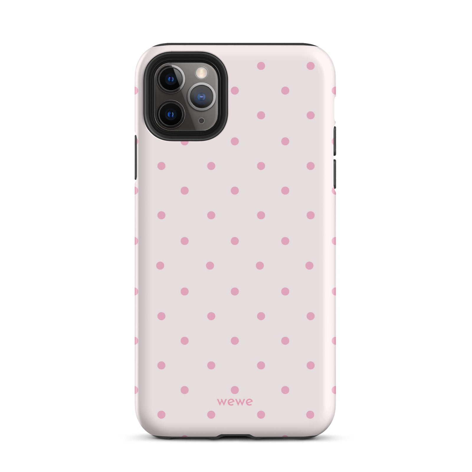 Soft pink polka dot iPhone case, perfect for coquette girls, pink lovers, aesthetic design.